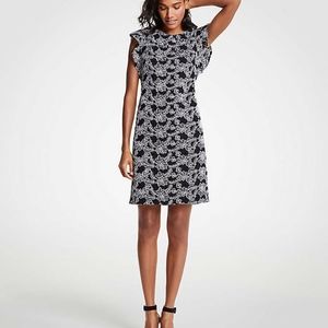 Ann Taylor Contrast Black & White Lace Shift Dress